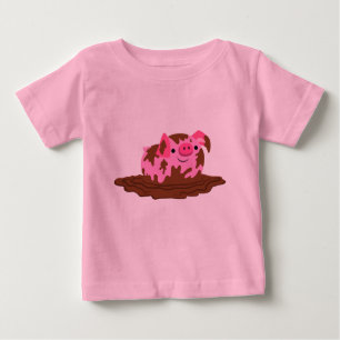 Cute Cartoon Pig in The Mud