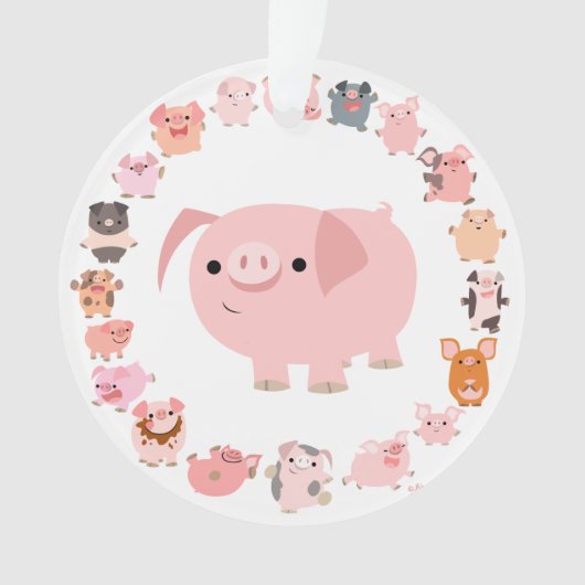 Cute Cartoon Pig Mandala AcrylOrnament Ornament (voorkant)