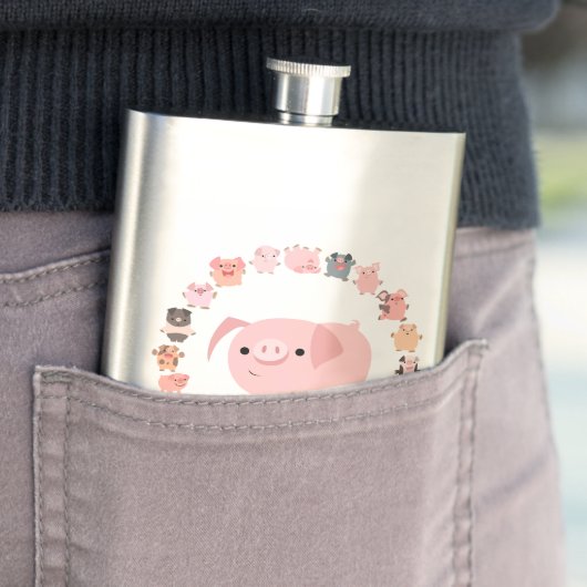 Cute Cartoon Pig Mandala Classic Flask Flacon (Voorbeeld)