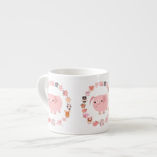 Cute Cartoon Pig Mandala Espresso Mok (Voorkant links)
