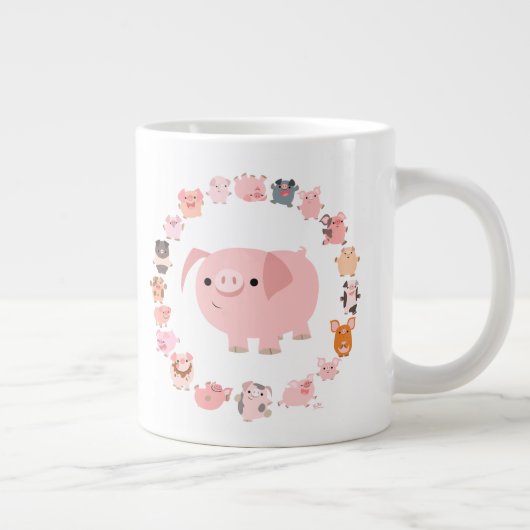 Cute Cartoon Pig Mandala Jumbo Mok (Rechts)