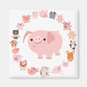 Cute Cartoon Pig Mandala Magnet Magneet