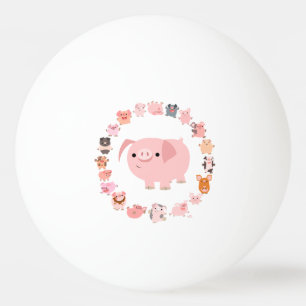 Cute Cartoon Pig Mandala Ping Pong Ball