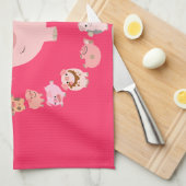 Cute Cartoon Pig Mandala Serviette de cuisine (Quart Plié)