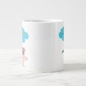 Cute Cartoon pig met Gift (blauw) jumbo Mok (Voorkant)