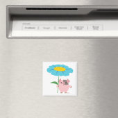 Cute Cartoon pig met Gift (Blue) Magnet Magneet (Insitu (Vaatwasser))