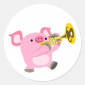 Cute Cartoon Pig Playing Trumpet Sticker (Voorkant)