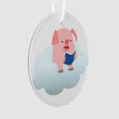 Cute Cartoon Pig Reader op Cloud Acrylornament Ornament (voorkant)