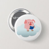 Cute Cartoon Pig Reader op Cloud Button Badge (Voorkant /achterkant)