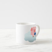 Cute Cartoon Pig Reader op Cloud Espresso Mok (Voorkant rechts)