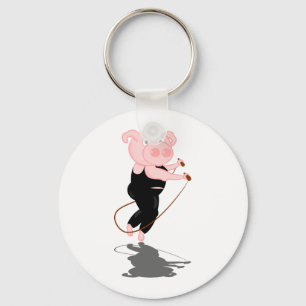 Cute Cartoon Pig Skipping Sleutelhanger