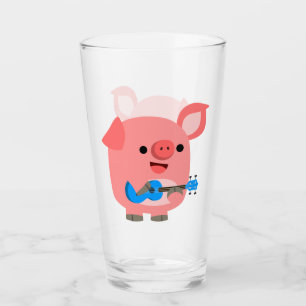 Cute Cartoon Pig Spelen Ukulele Tumbler