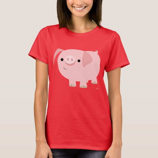 Cute Cartoon Pig Women T-Shirt (Voorkant)