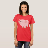 Cute Cartoon Pig Women T-Shirt (Voorkant volledig)