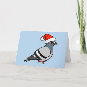 Cute Cartoon Pigeon Santa Feestdagen Kaart