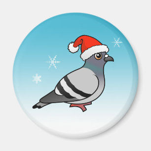 Cute Cartoon Pigeon Santa Magneet