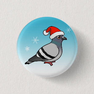 Cute Cartoon Pigeon Santa Ronde Button 3,2 Cm