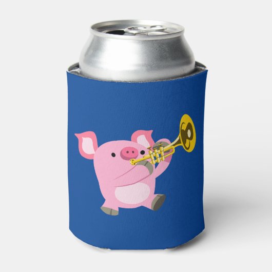 Cute Cartoon PigSpeling Trumpet Koelbox Blikjeskoeler (Blikje Voorkant)