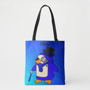 Cute cartoon pinguin blue shards draagtas