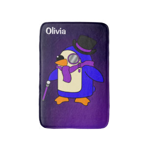 Cute cartoon pinguin diep paars violet badmat