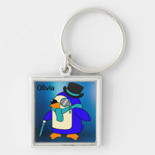 Cute cartoon pinguin frosty ijskuis sleutelhanger