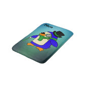 Cute cartoon pinguin light blauwgroen smaragdgroen badmat (Gekanteld)