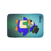 Cute cartoon pinguin light blauwgroen smaragdgroen badmat (Voorkant)