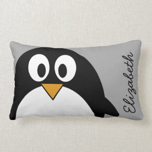 Cute cartoon pinguin met grijze achtergrond kussen