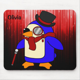 Cute cartoon pinguin rood en zwart muismat
