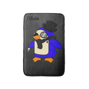 Cute cartoon pinguin stijlvolle zwarte steen badmat