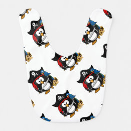 Cute Cartoon Pirate Penguin met Parrot Slabbetje