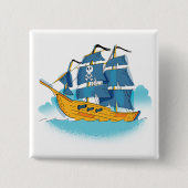 Cute Cartoon Pirate Ship Vierkante Button 5,1 Cm (Voorkant)