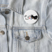 Cute Cartoon Ponies Standoff Button Badge (In situ)