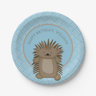 Cute Cartoon Porcupine Kids Birthday Party Papieren Bordje