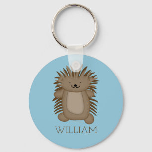 Cute Cartoon Porcupine met Jouw naam of tekst Sleutelhanger