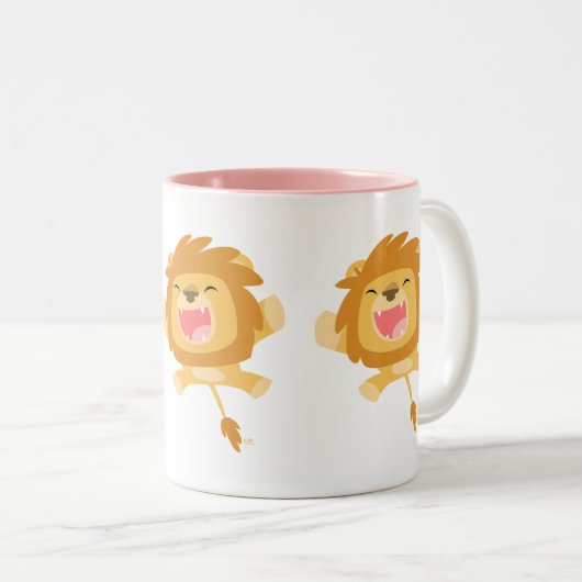 Cute Cartoon Pouncing Lion Mok (Voorkant rechts)