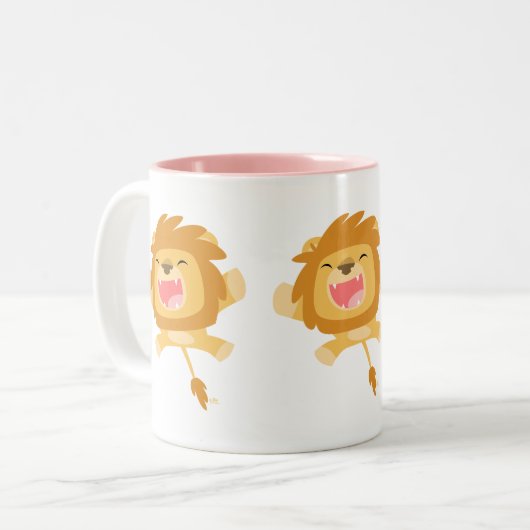 Cute Cartoon Pouncing Lion Mok (Voorkant links)