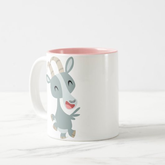 Cute Cartoon Prancing Chèvre Mug (Devant gauche)