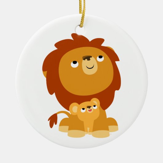 Cute Cartoon Protected Dad Leon Ornament (Voorkant)
