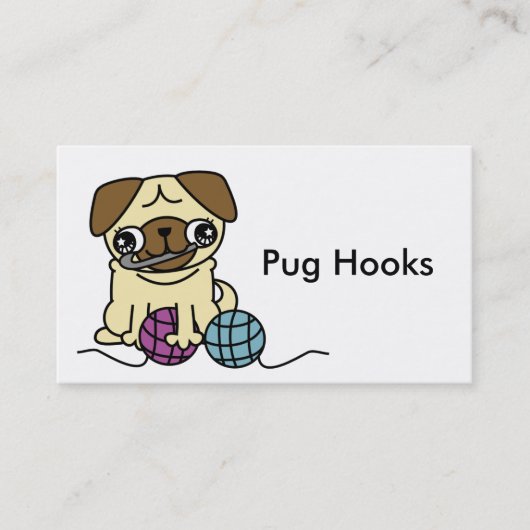 Cute cartoon pug crochet Visitekaartje (Voorkant)