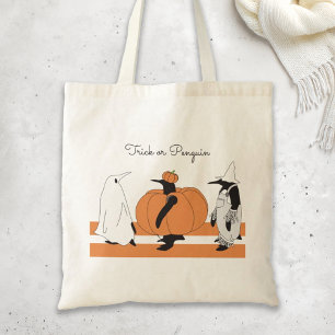 Cute Cartoon Pumpkin Penguin Funny Halloween Tote Bag