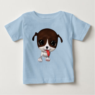 Cute Cartoon Puppy Blue Baby T-Shirt