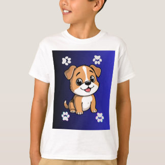 Cute Cartoon Puppyshirt met Pootafdrukken voor Kin T-shirt
