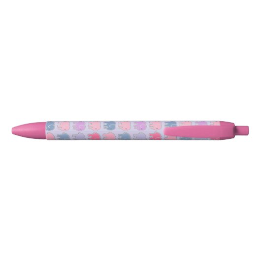 Cute Cartoon Purple Elephant Pattern Zwarte Inkt Pen (Achterkant)