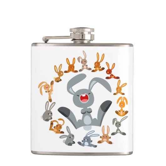 Cute Cartoon Rabbits Mandala Hip Flask Heupfles (Voorkant)