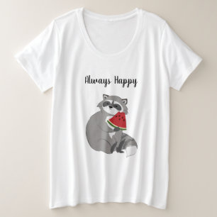 Cute Cartoon Raccoon avec Watermelon