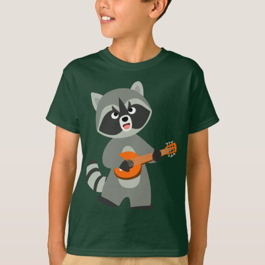 Cute Cartoon Raccoon die Banjo Kinder T-Shirt spee (Voorkant)