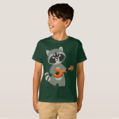Cute Cartoon Raccoon die Banjo Kinder T-Shirt spee (Voorkant volledig)