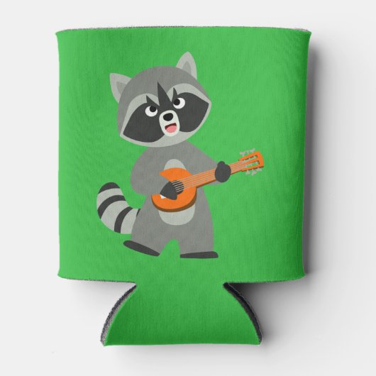 Cute Cartoon Raccoon Palling Banjo Koelbox Blikjeskoeler (Voorkant)