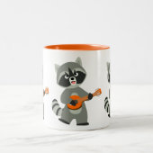 Cute Cartoon Raccoon Plays Banjo Tweekleurige Koffiemok (Center)